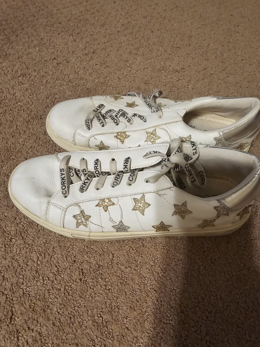 Corkys White Sneakers with Gold Star Details